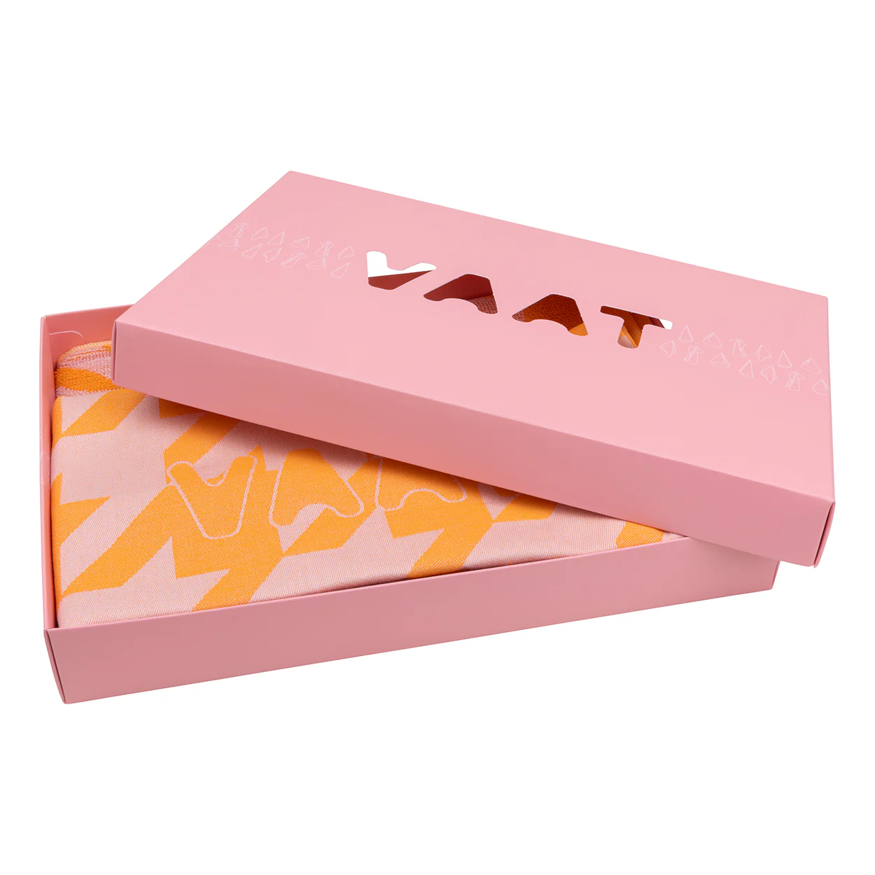 VAAT Thee-en-Keukenhanddoek-Giftset Pied-de-Poule Roze-Oranje