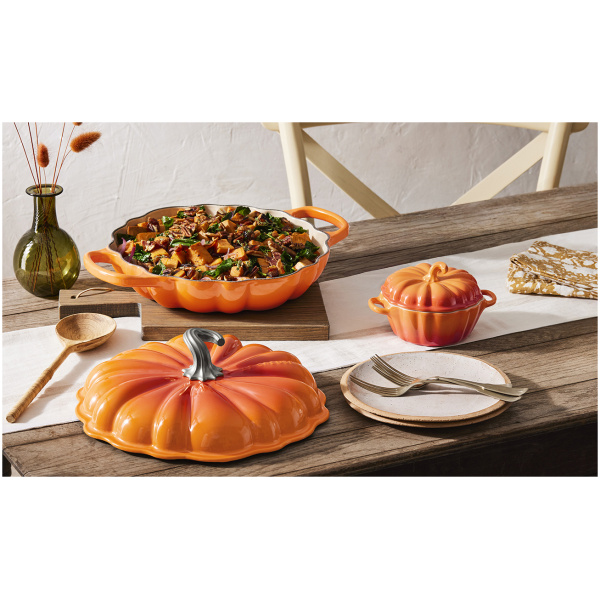 Le Creuset Campagnard Pompoen Oranjerood-28cm - Afbeelding 2
